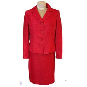 NEW! Le Suit Women’s Skirt Suit Red Lined Sz. 10 2-Pieces Career Professional